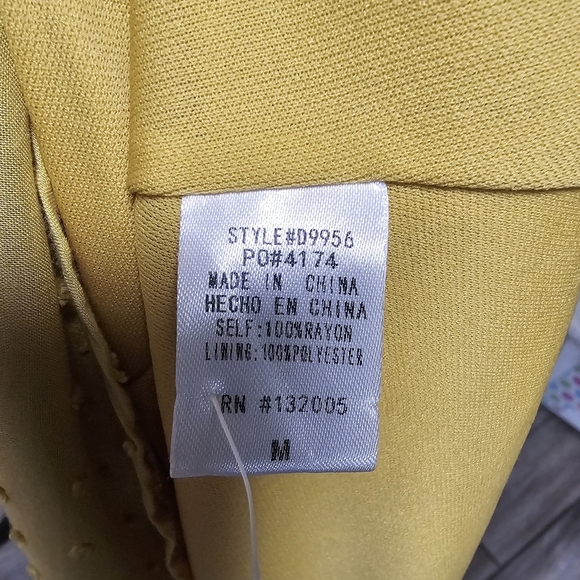 Entro Butter Yellow Red Boho Loose Lined Tunic Midi Dress Embroidered Vacation - Picture 7 of 8